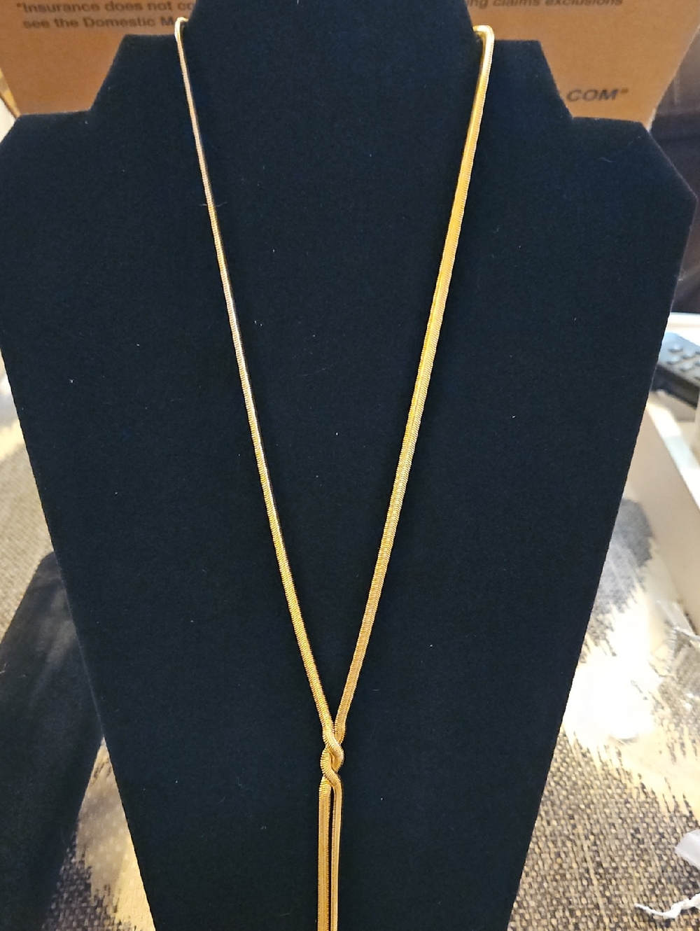 Plunder Gold Tone Knot  Necklace with Dual Tassel Drops